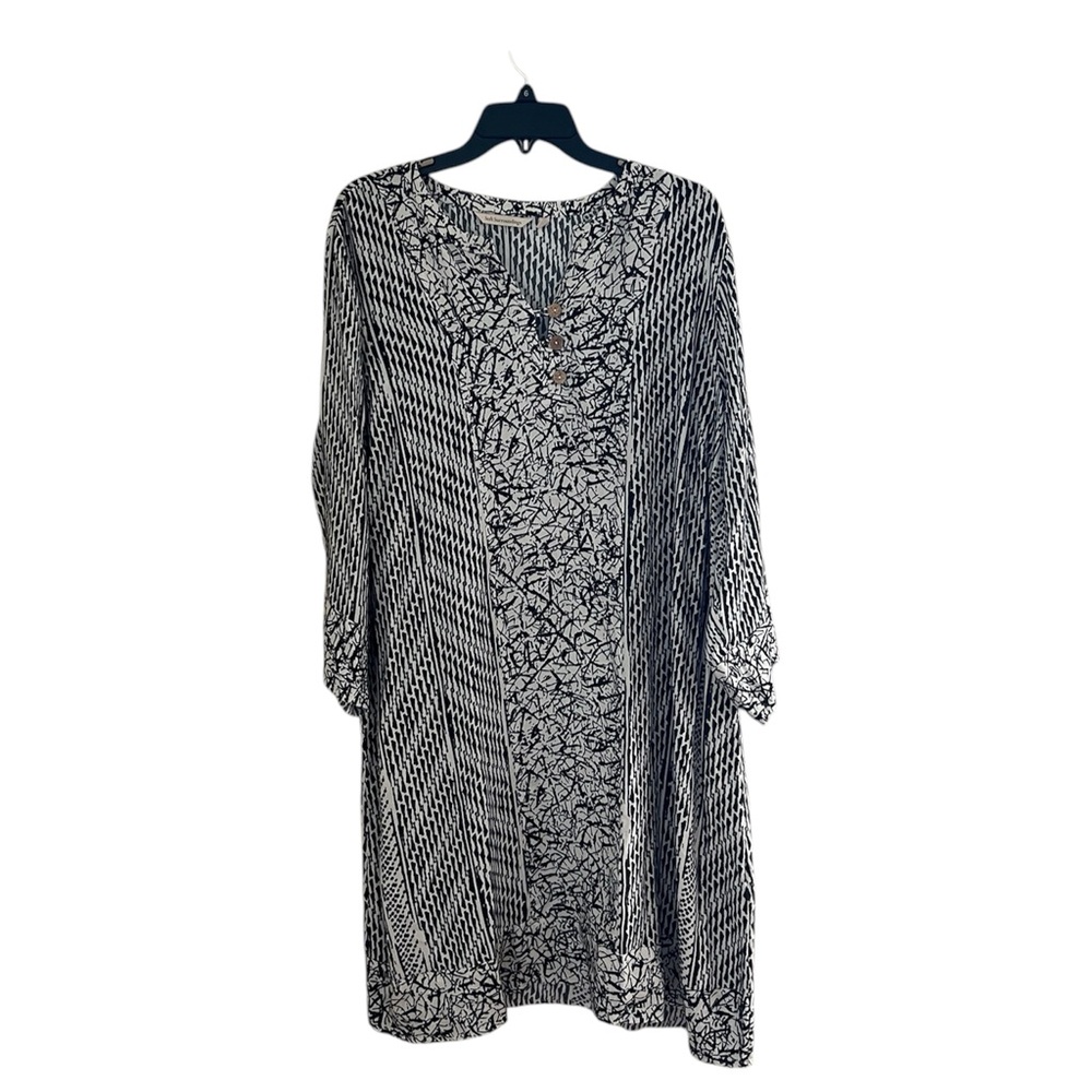 🔲SOFT SURROUNDINGS: Women’s 2X, black & white design midi dress w/buttons🔲